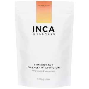 Inca Organics Skin Body Gut Collagen Whey Protein Chocolate 450g