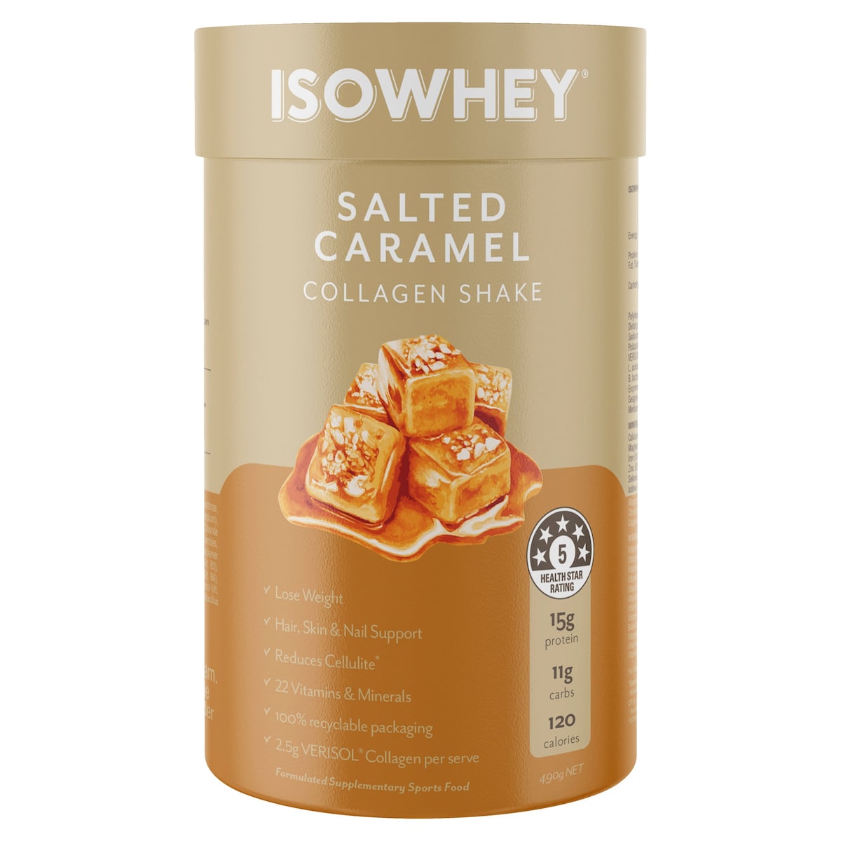 Isowhey Salted Caramel Collagen Shake 490g Australia