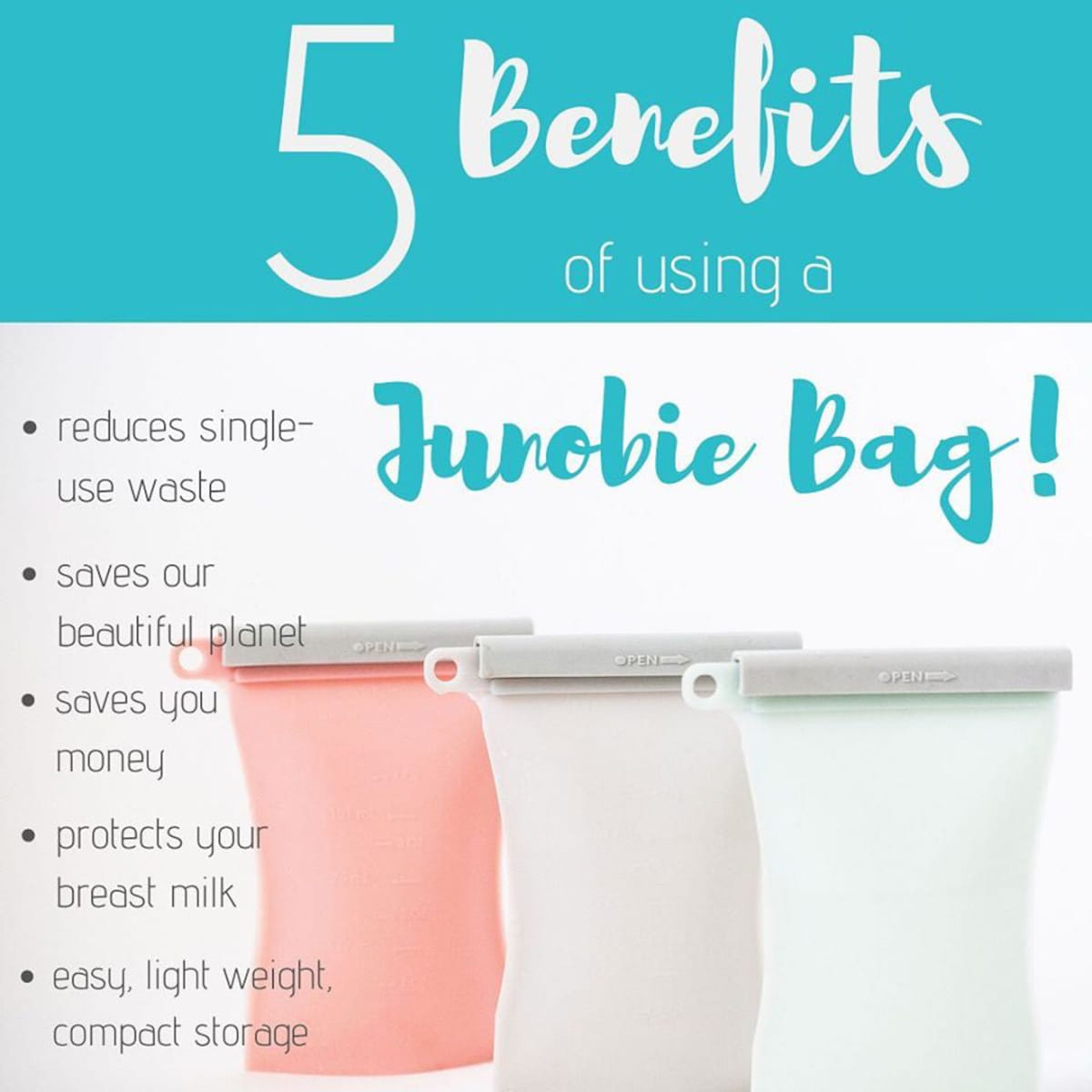 Junobie Reusable Silicone Breastmilk Storage Bags 4 Pack