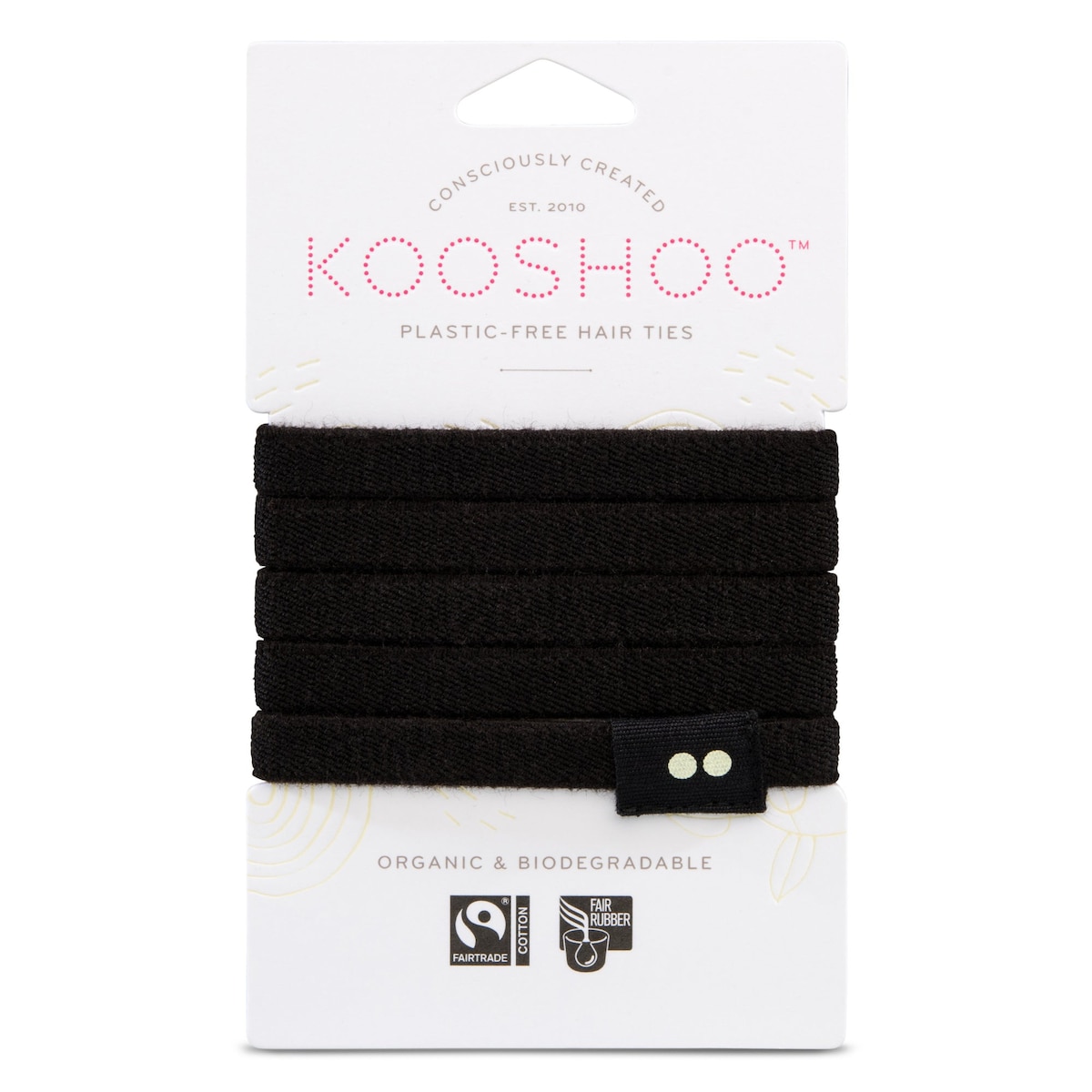 Kooshoo Plastic-Free Hair Ties Black 5 Pack