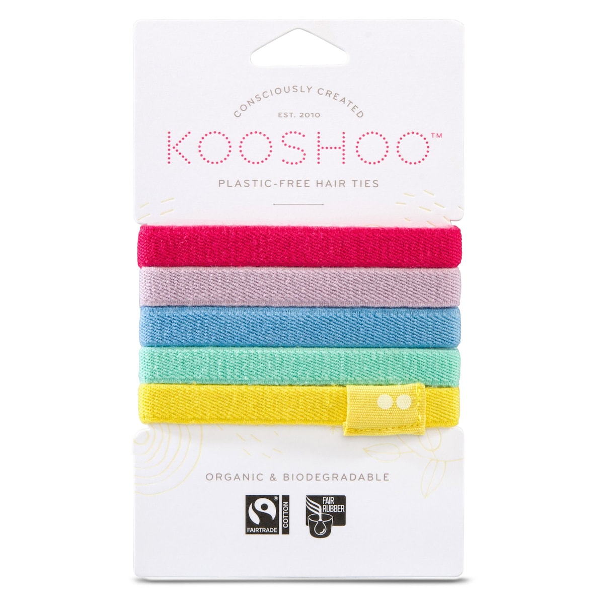 Kooshoo Plastic-Free Hair Ties Rainbow 5 Pack