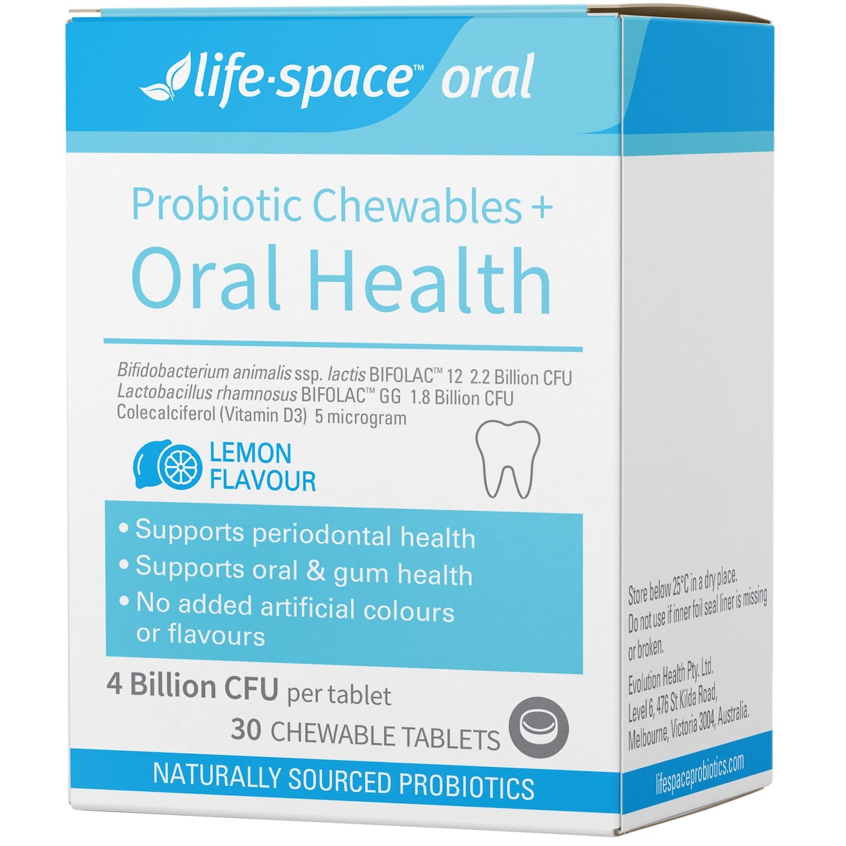 Life-Space Probiotic Chewables + Oral Health Lemon 30 Chewable Tablets