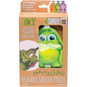 Little Mashies Reusable Squeeze Pouch Mixed Colours 10 x 130ml