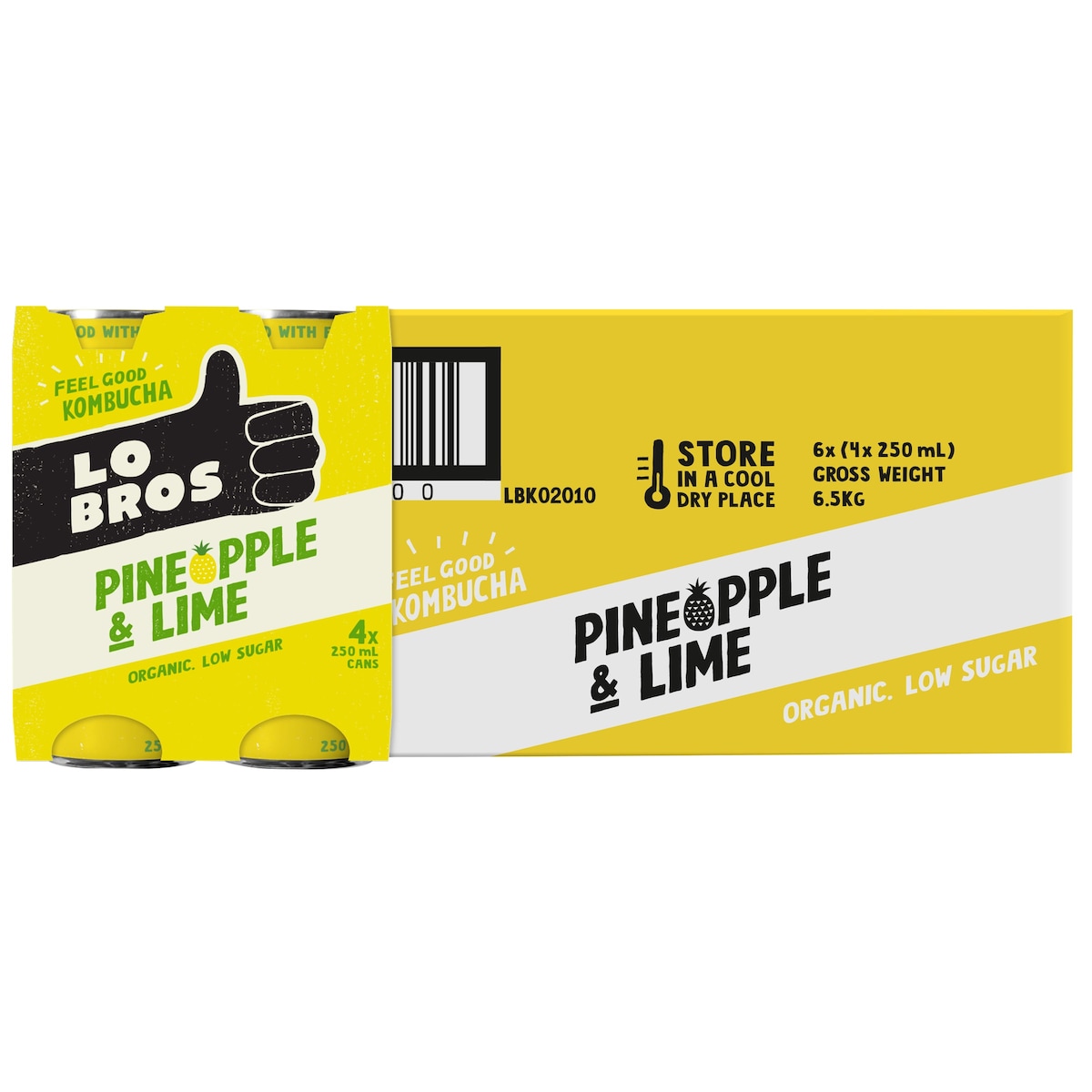 Lo Bros Kombucha Pineapple & Lime 6x4x250ml