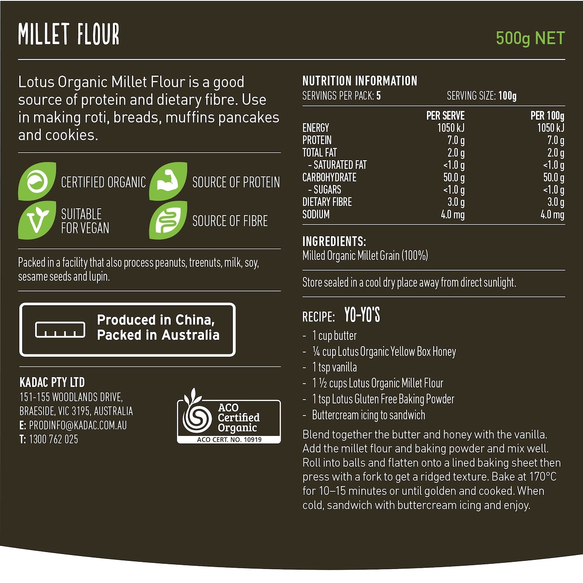 Lotus Organic Millet Flour 500g