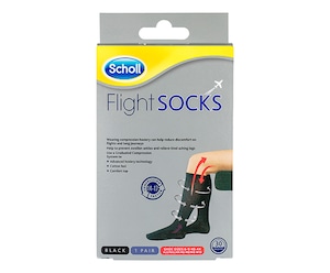 Scholl Flight Socks Black Unisex Australian M6-M9/W8-W10 1 Pair