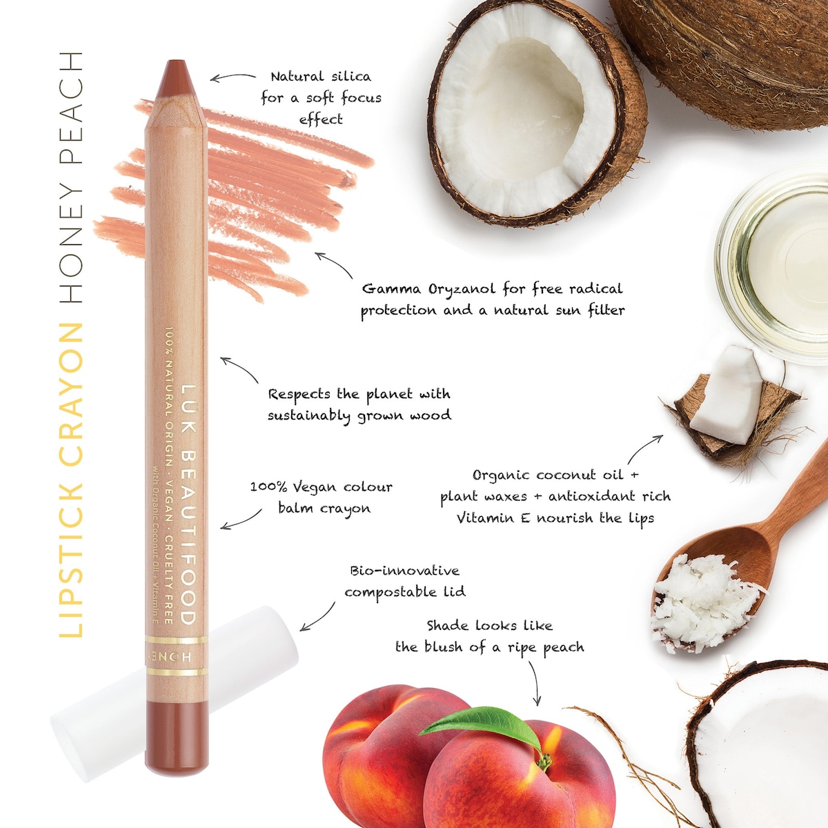 Luk Beautifood Lipstick Crayon Honey Peach 3g