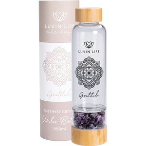 Luvin Life Crystal Water Bottle Amythyst Gratitude 550ml