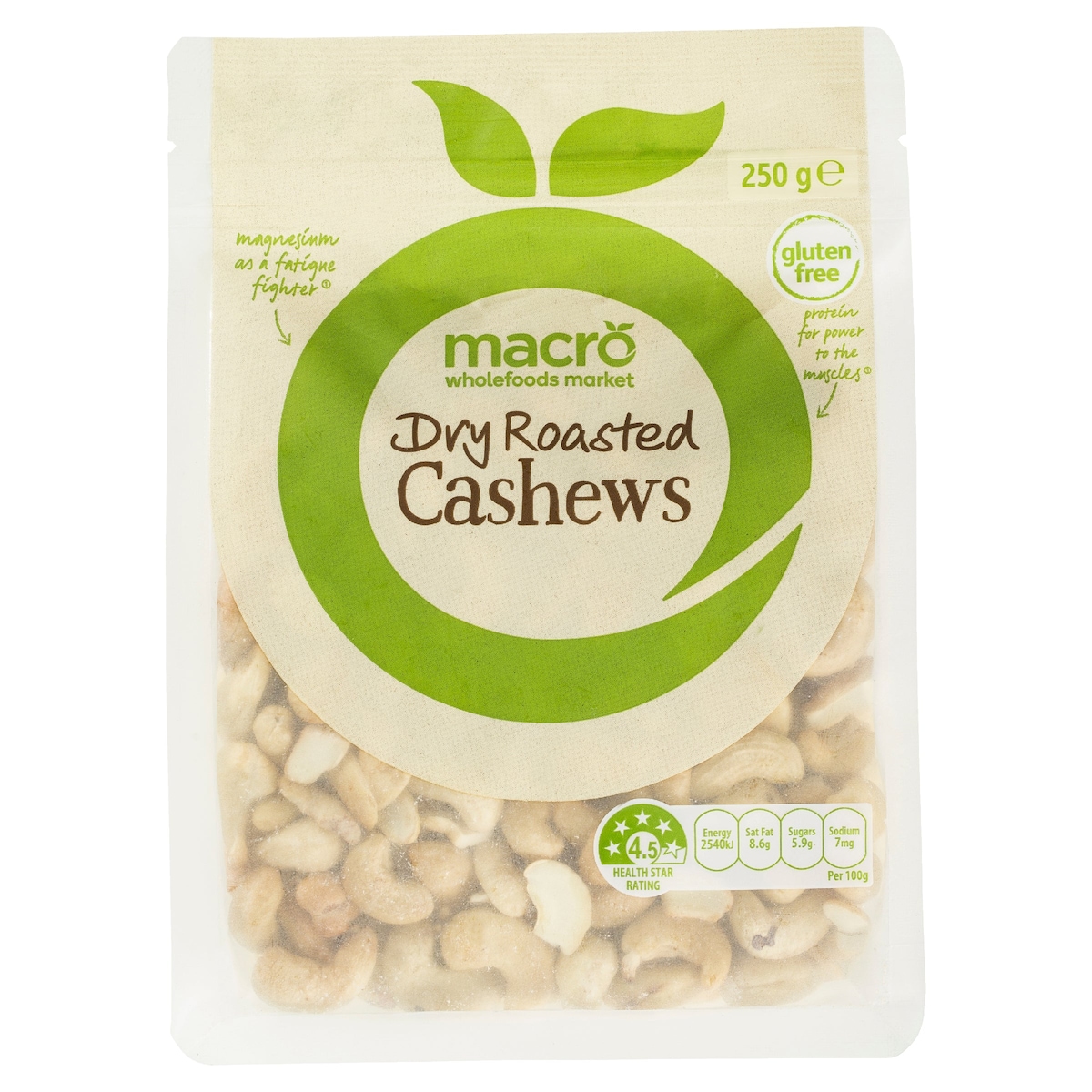 Macro Dry Roasted Cashews 250g