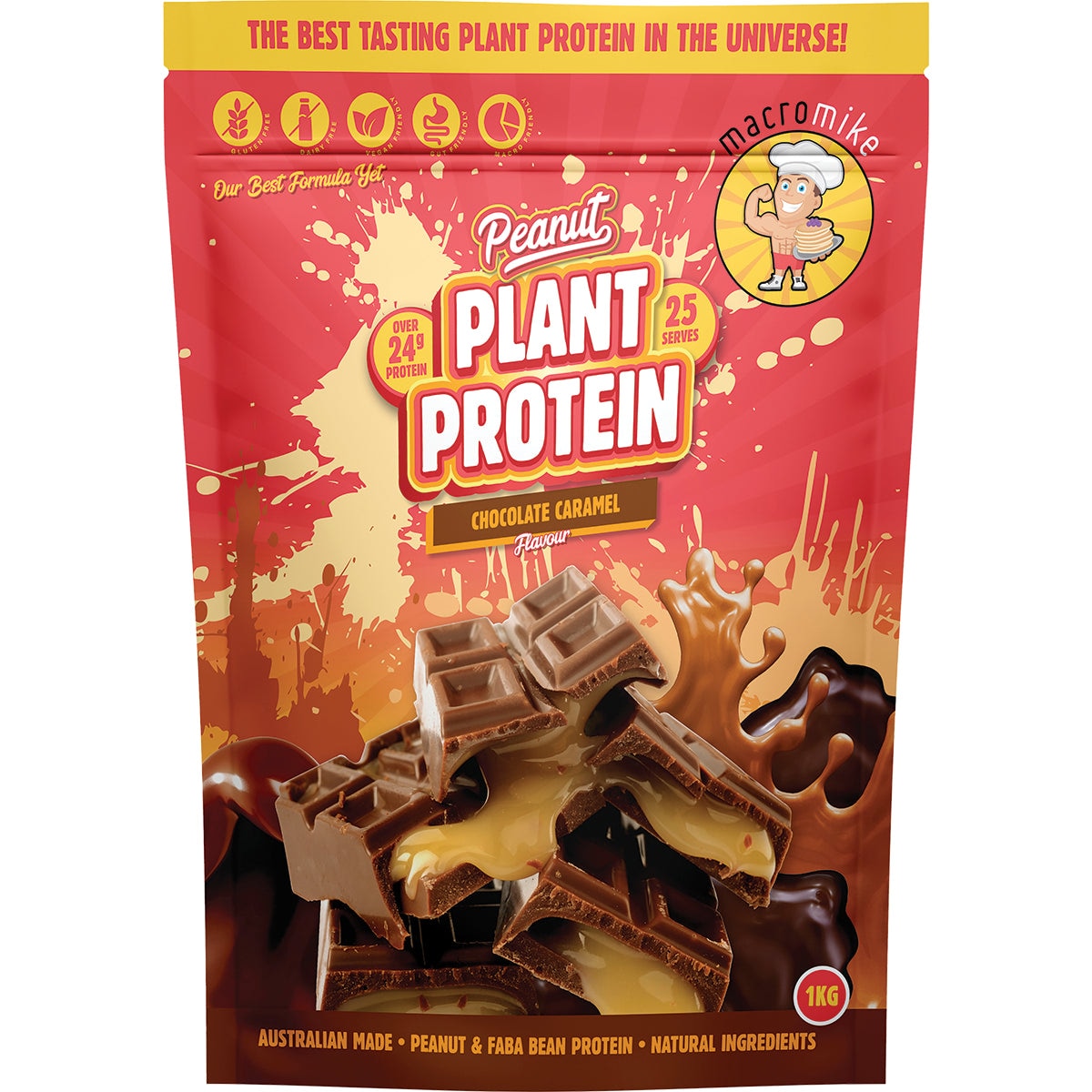 Macro Mike Peanut Plant Protein Chocolate Caramel 1kg Australia