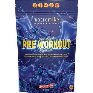 Macro Mike Caffeine Free Pre Workout Blueberry Fizz 300g