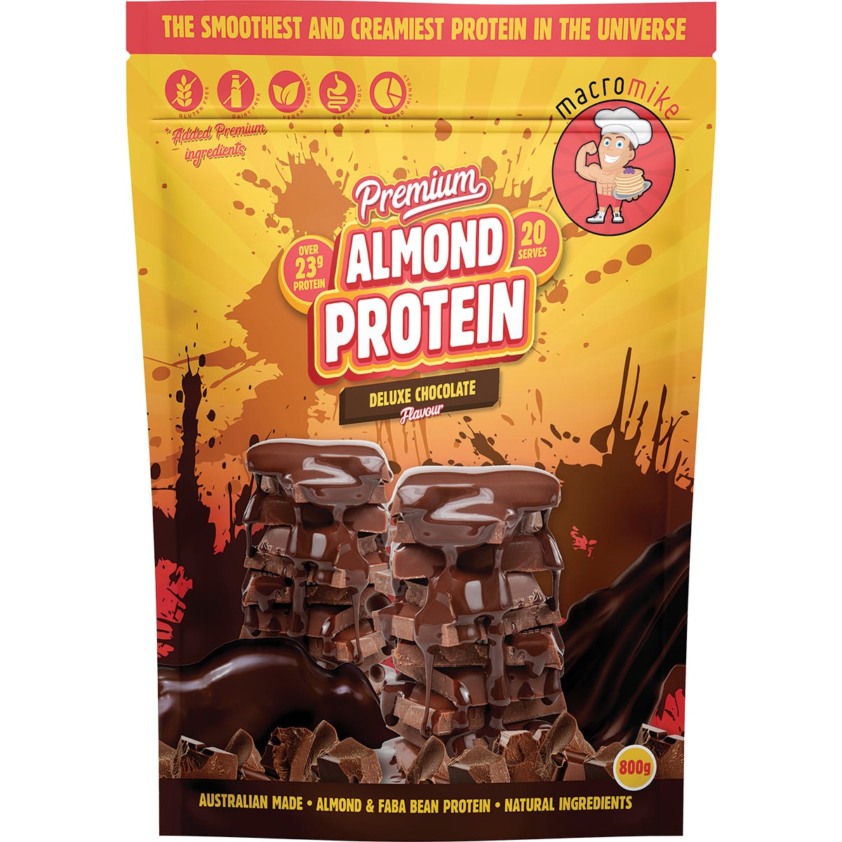 Macro Mike Premium Almond Protein Deluxe Chocolate 800g