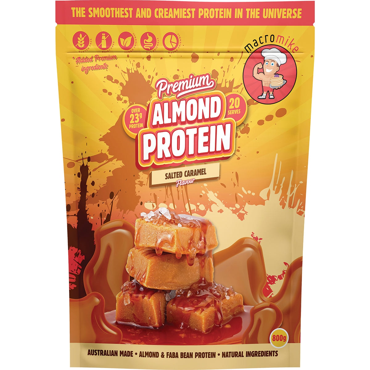 Macro Mike Premium Almond Protein Salted Caramel 800g