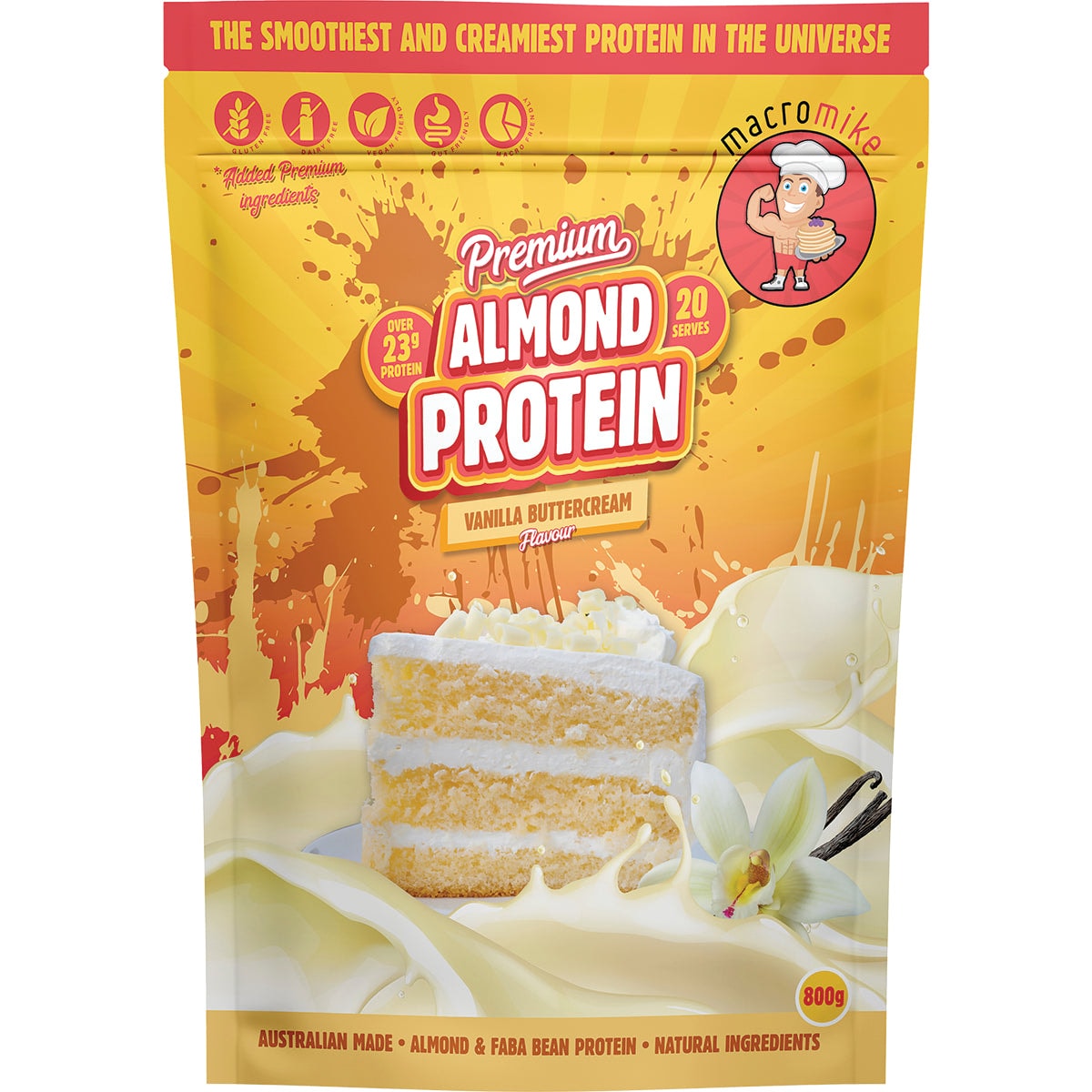 MACRO MIKE Premium Almond Protein Vanilla Buttercream 800g Australia
