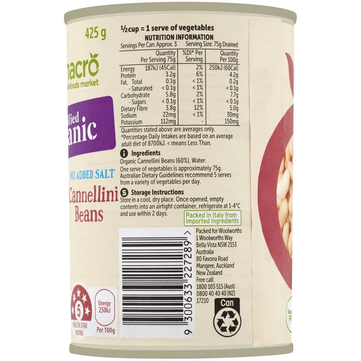 Macro Organic Cannellini Beans 425g