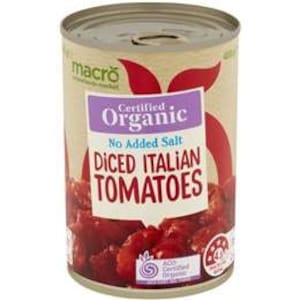 Macro Organic Diced Tomatoes No Added Salt 400g