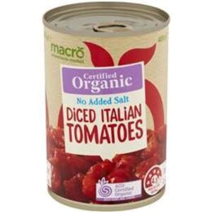 Macro Organic Diced Tomatoes No Added Salt 400g