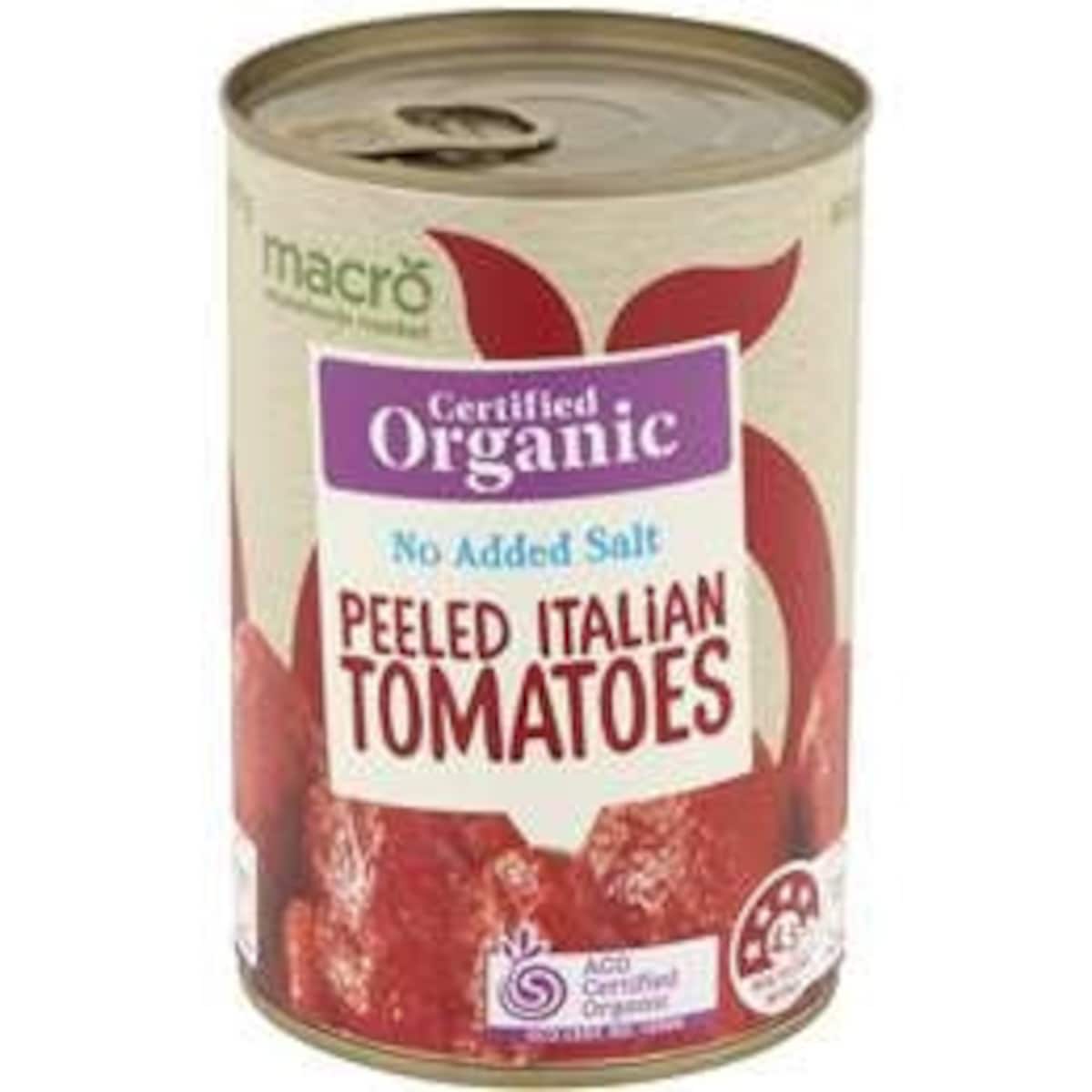Macro Organc Peeled Italian Tomatoes No Added Salt 400g
