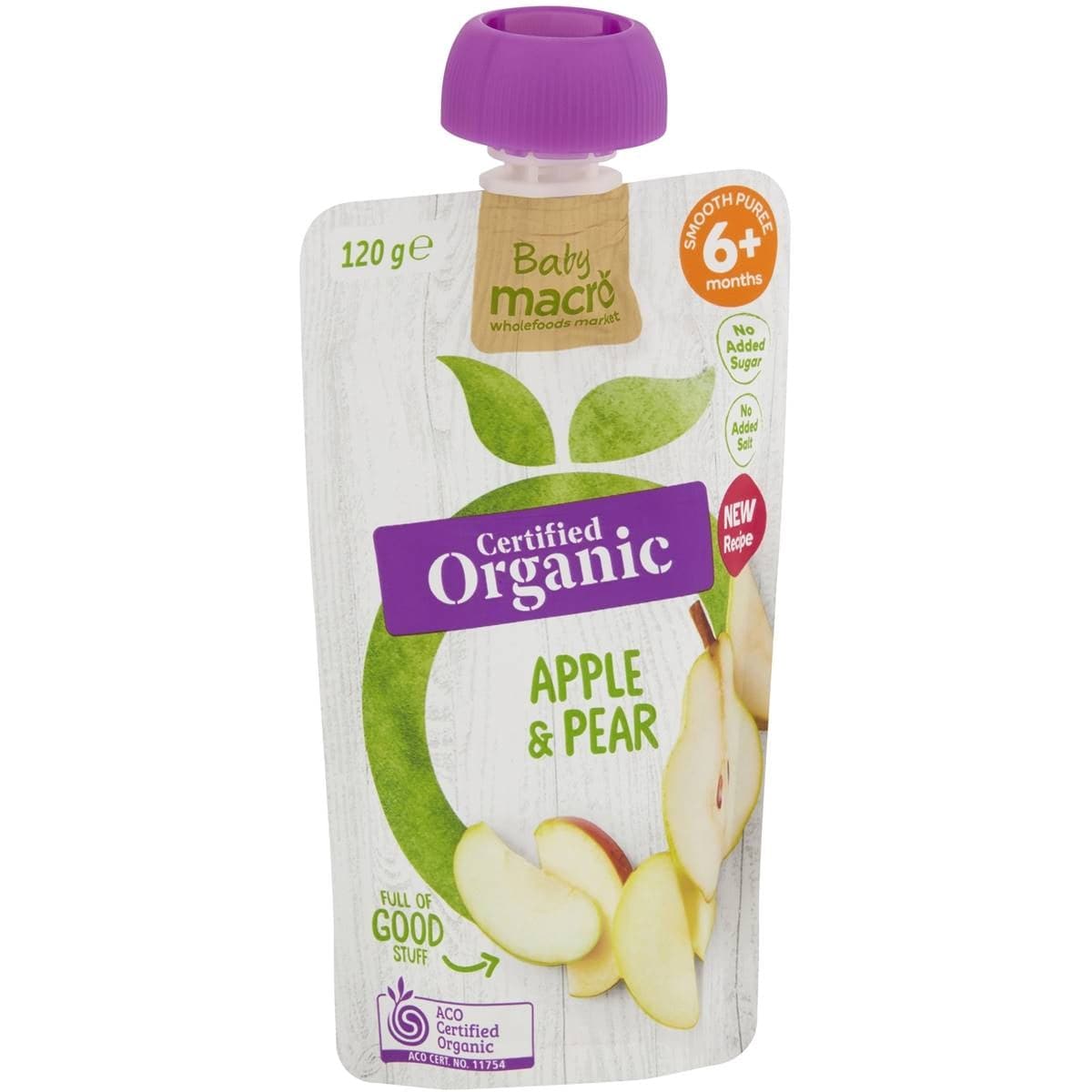 Macro Organic 6 Months+ Apple & Pear 120g