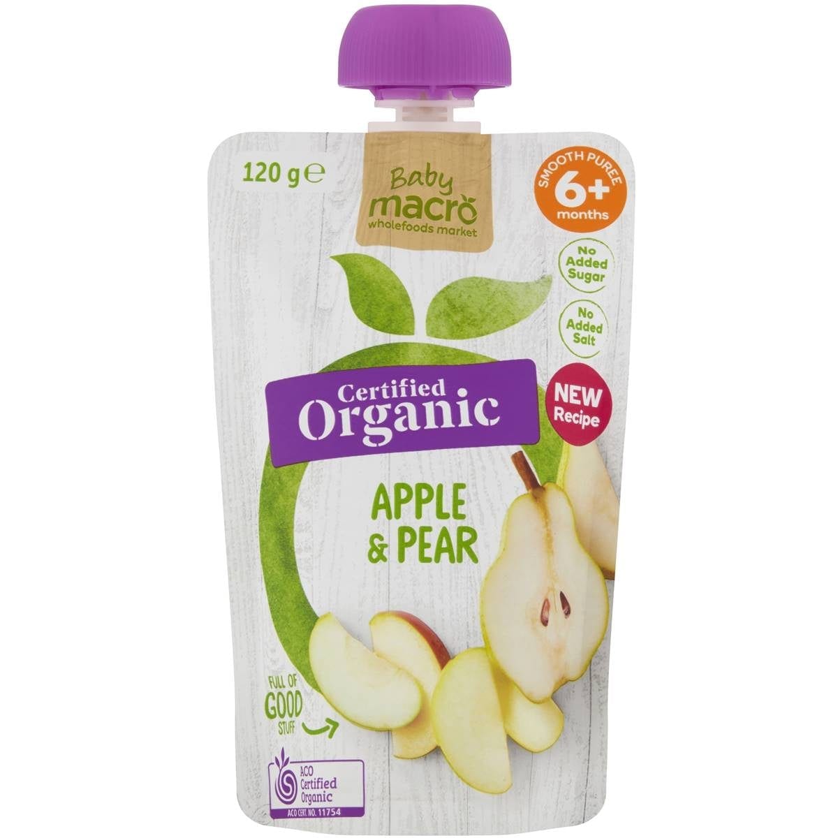 Macro Organic 6 Months+ Apple & Pear 120g