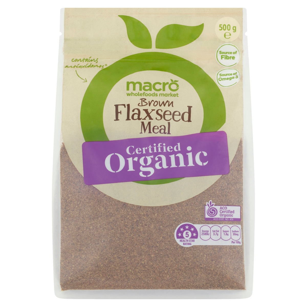 Macro Organic Brown Flaxseed Meal 500g
