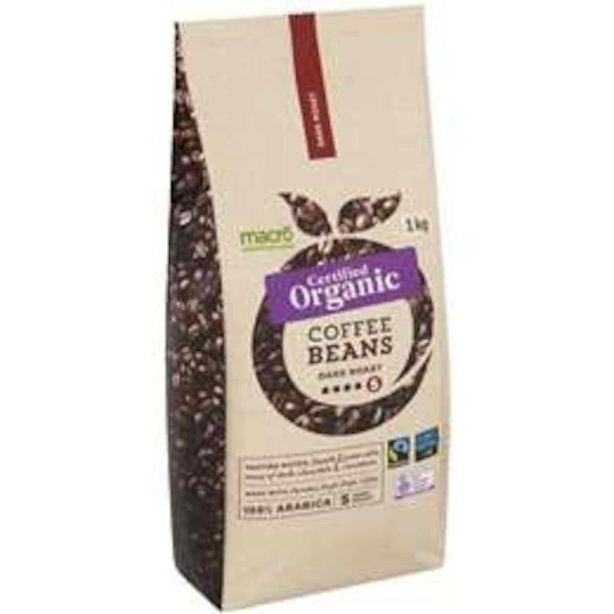 Macro Organic Dark Coffee Beans 1Kg