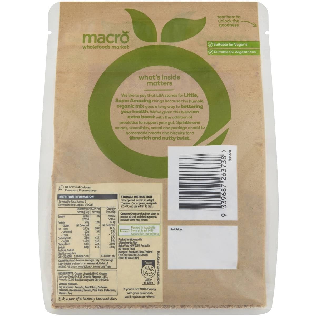 Macro Organic LSA with Probiotics 200g