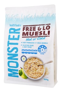Monster Health Food Co Free & Lo Muesli - Gluten Free 500g