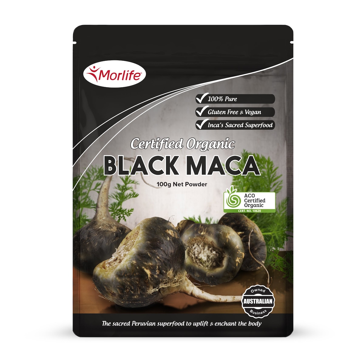 Morlife Certified Organic Black Maca Powder 100g