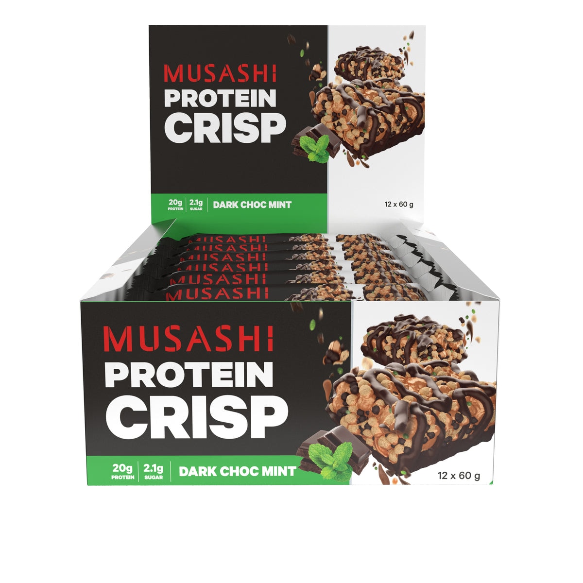 Musashi Dark Choc Mint Protein Crisp Bar 12 x 60g