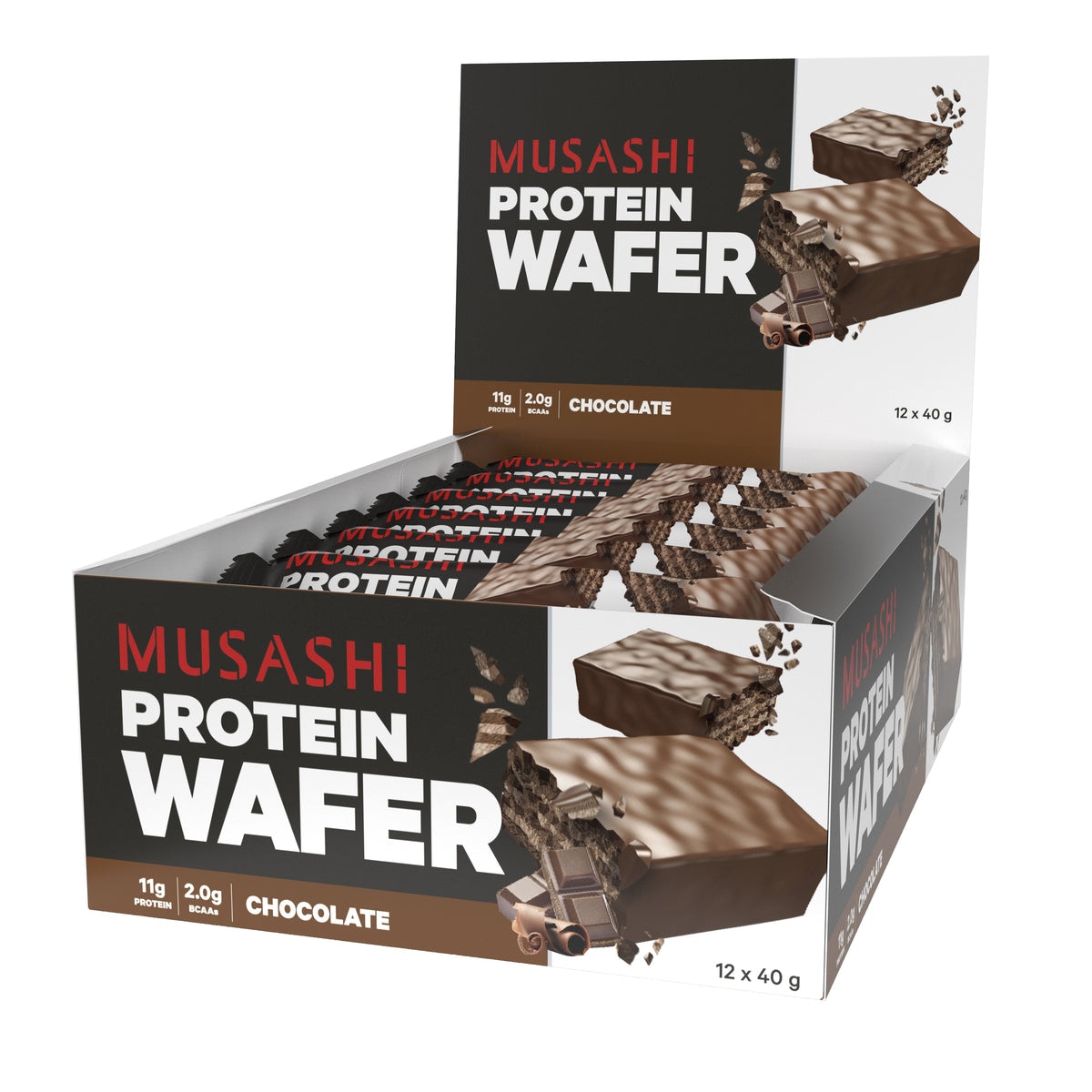 Musashi Chocolate Protein Wafer 12 x 40g Australia