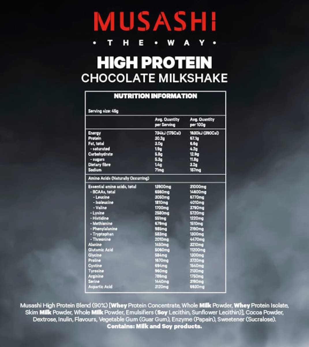 Musashi High Protein Powder Chocolate Milkshake 2kg