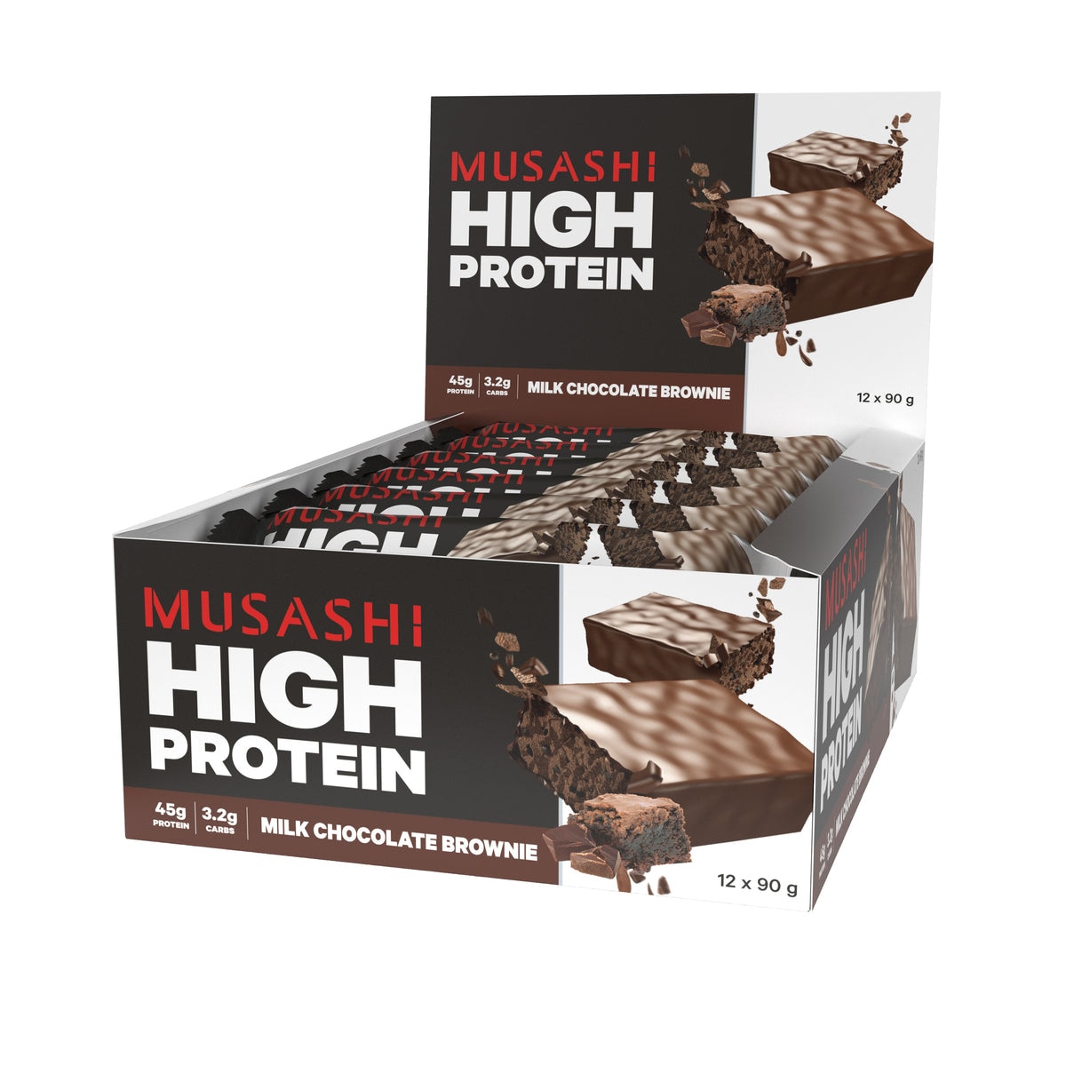 Musashi High Protein Bar Milk Chocolate Brownie 12 x 90g Australia