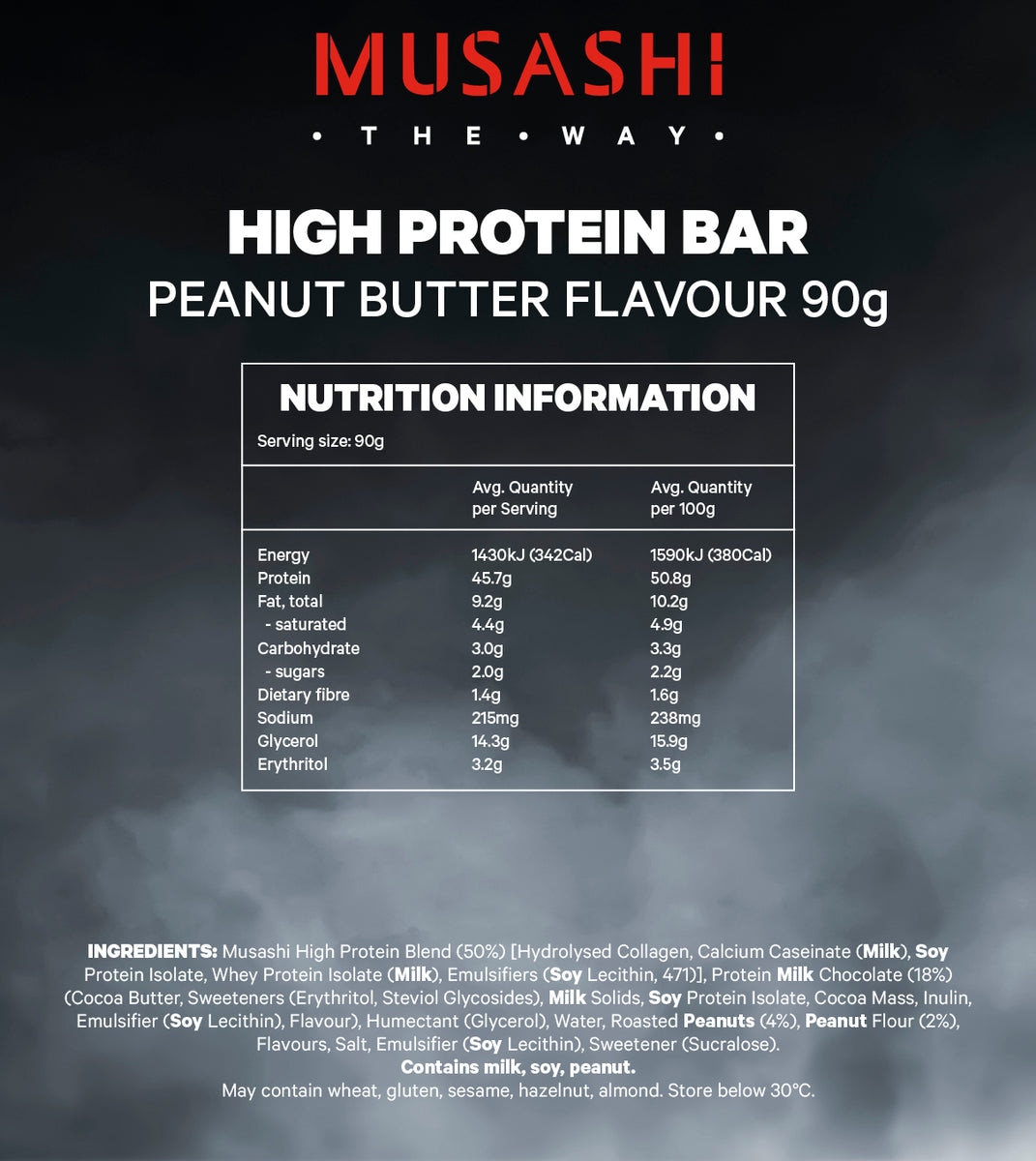 Musashi High Protein Bar Peanut Butter 12 x 90g