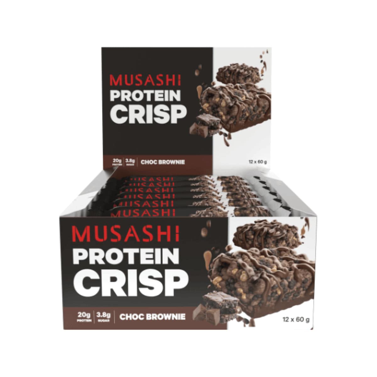 Musashi Protein Crisp Bar Choc Brownie 12 x 60g Australia