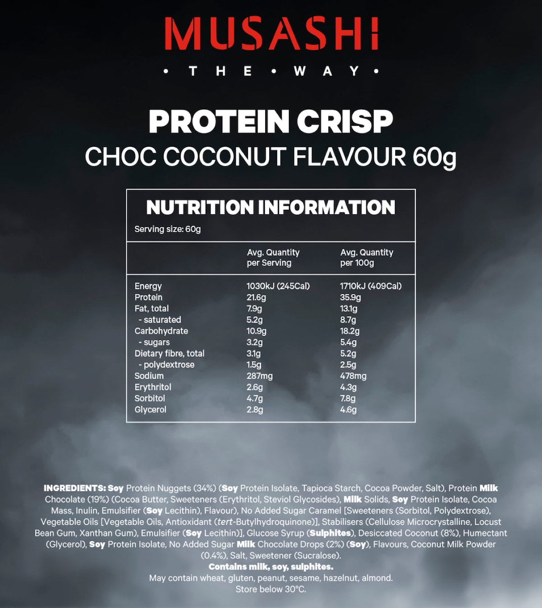 Musashi Protein Crisp Bar Choc Coconut 12 x 60g