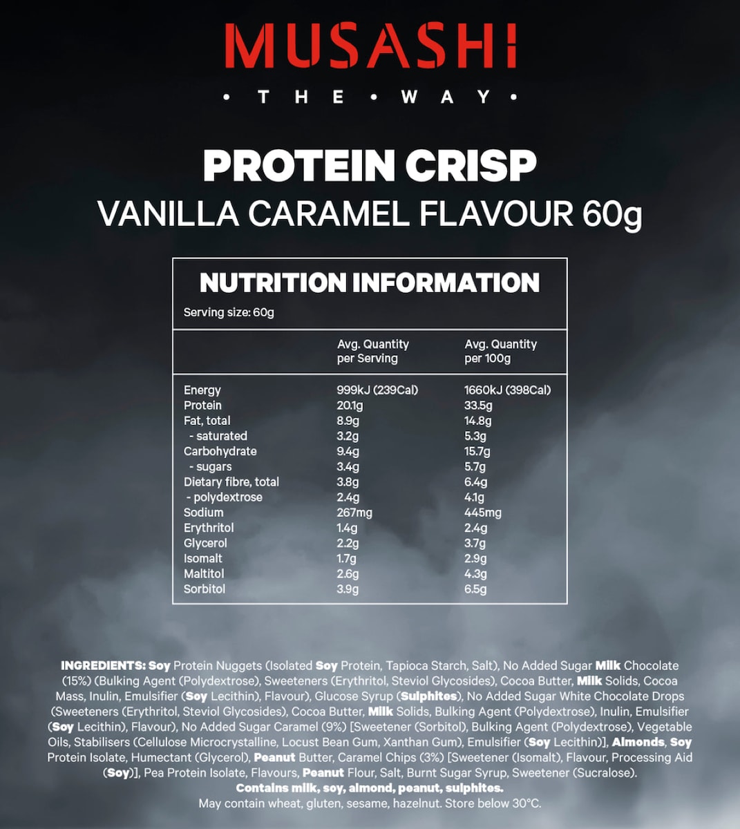 Musashi Protein Crisp Bar Vanilla Caramel 12 x 60g