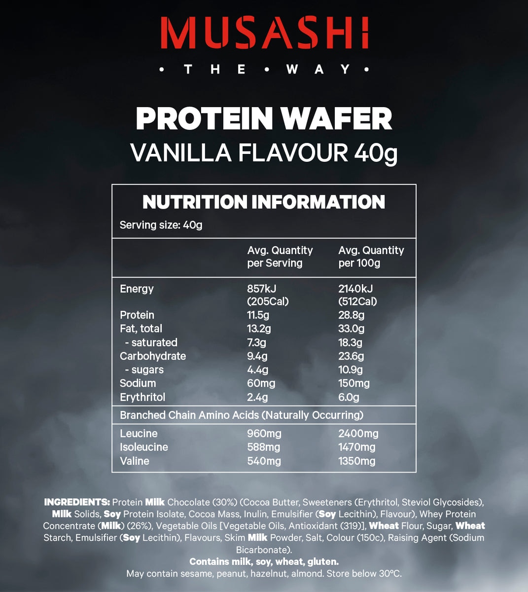 Musashi Vanilla Protein Wafer 12 x 40g