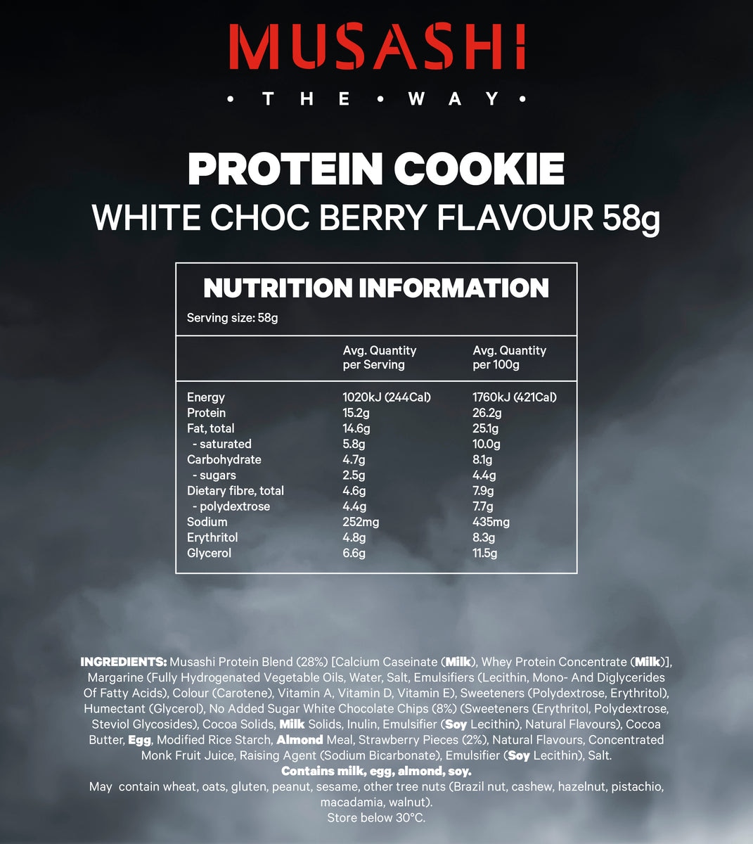 Musashi White Choc Berry Protein Cookie 12 x 58g