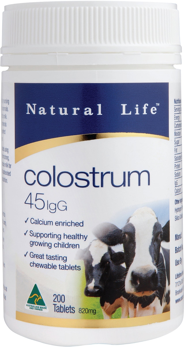 Natural Life Colostrum 45mg IgG 200 chewable tablets