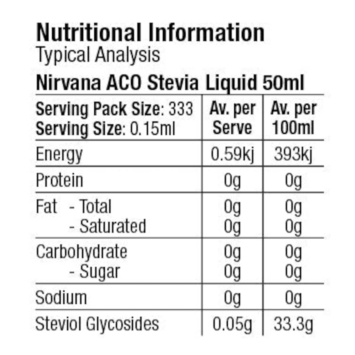 Nirvana Organics Stevia Liquid 50Ml