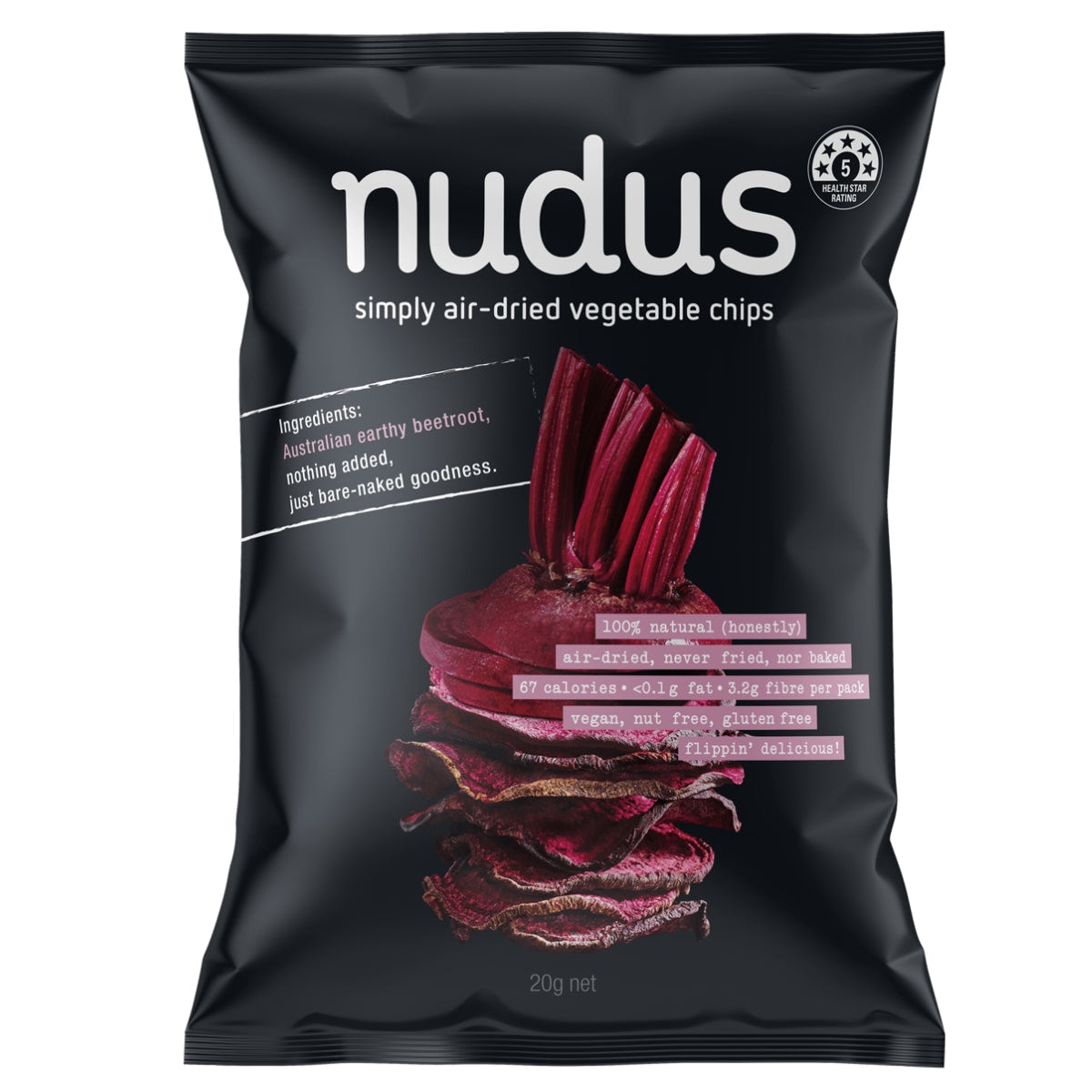 Nudus Air-Dried Beetroot Vegetable Chips 20g