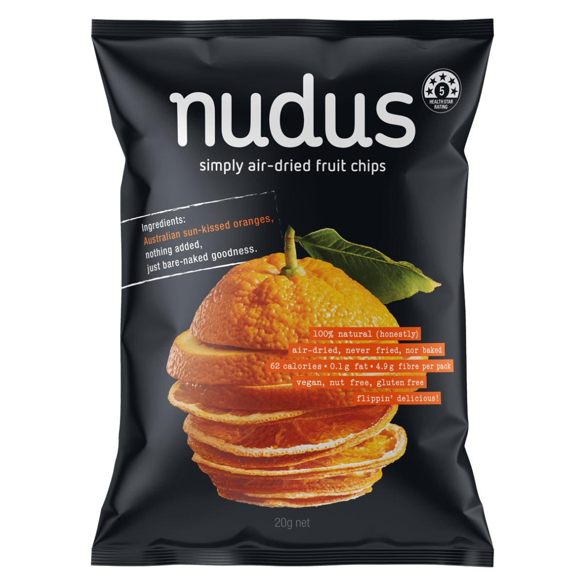 Nudus Air-Dried Orange Fruit Chips 20g