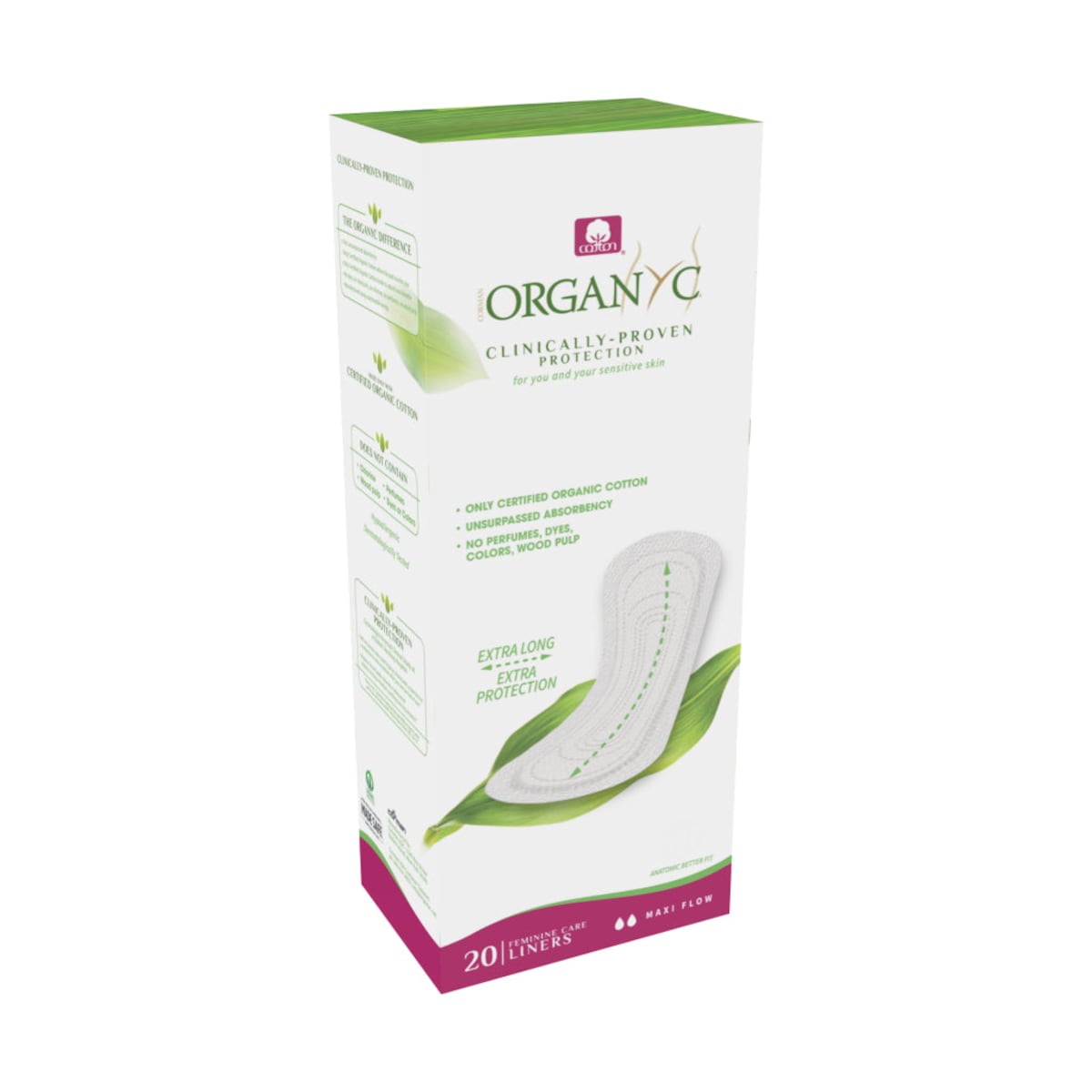 Organyc Panty Liners (Flat) - Maxi 20 Pack