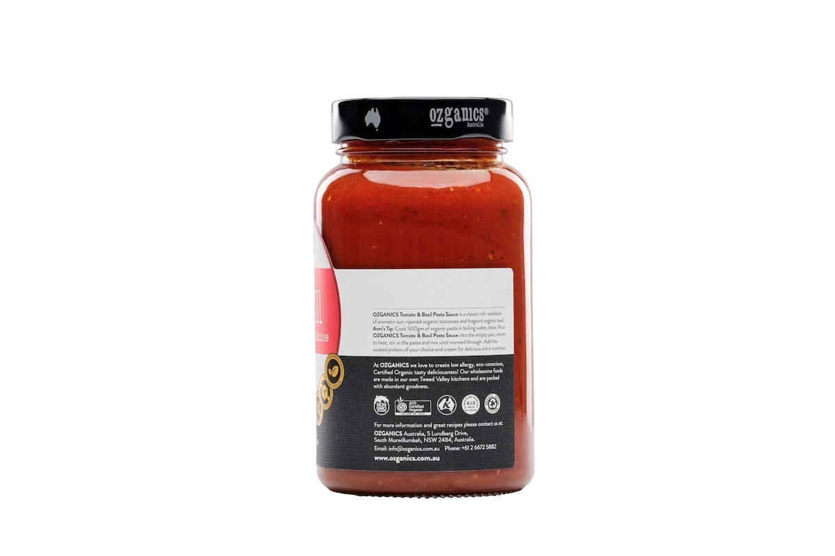 Ozganics Tomato Basil Pasta Sauce 500g