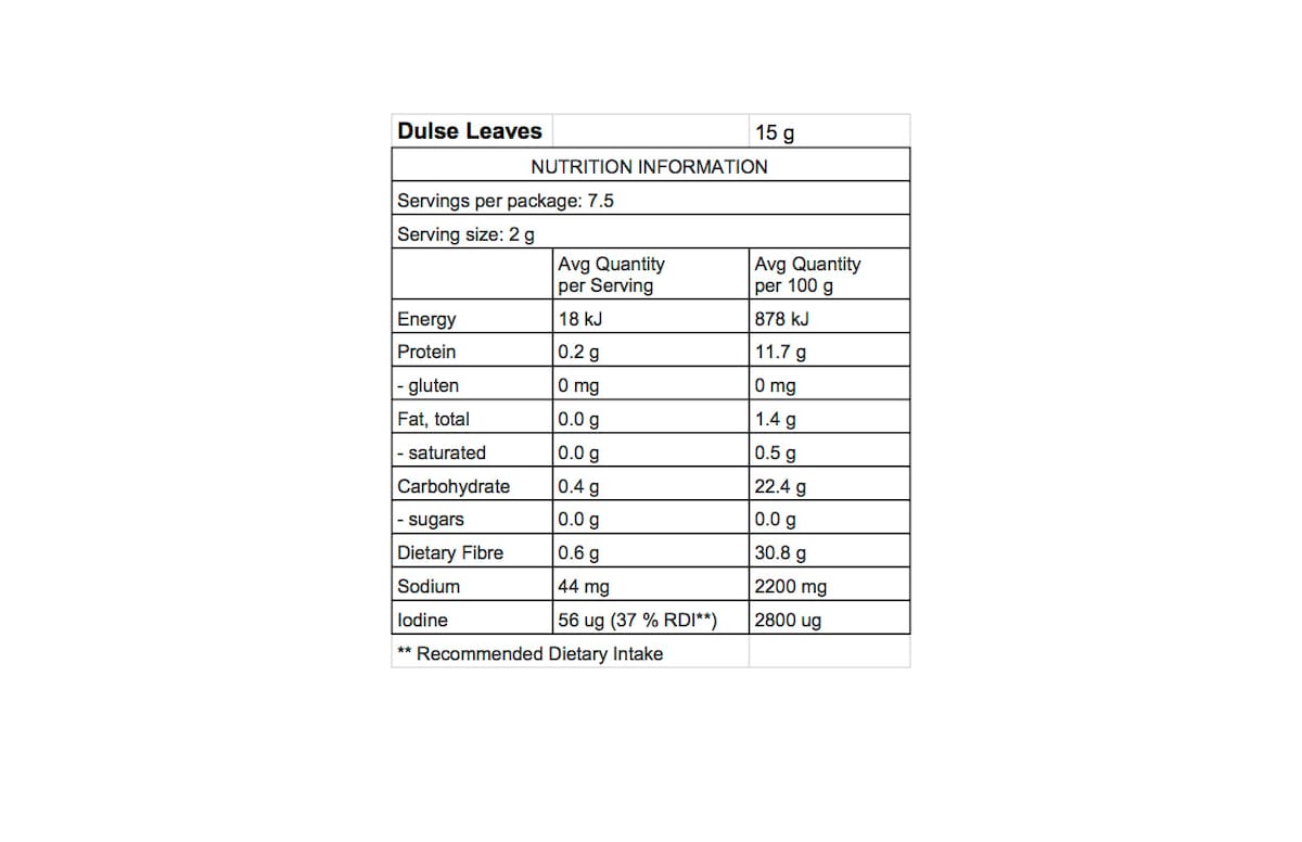 Pacific Harvest Atlantic Dulse Seaweed Leaves 15g