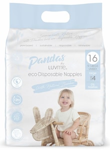 Pandas by Luvme ECO Disposable Nappies - L (9-14kg)16 Pack