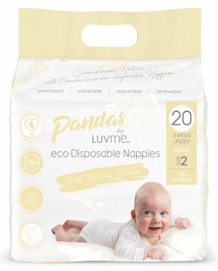 Pandas by Luvme ECO Disposable Nappies- S (3-6kg) 20 Pack