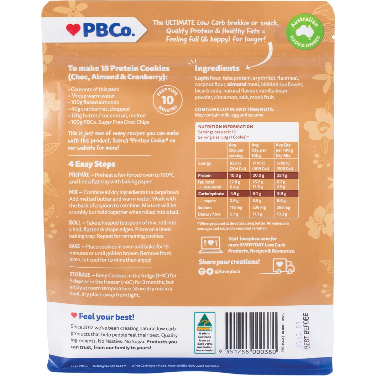 Pbco. Plant Protein Protein Cookies Mix 350g