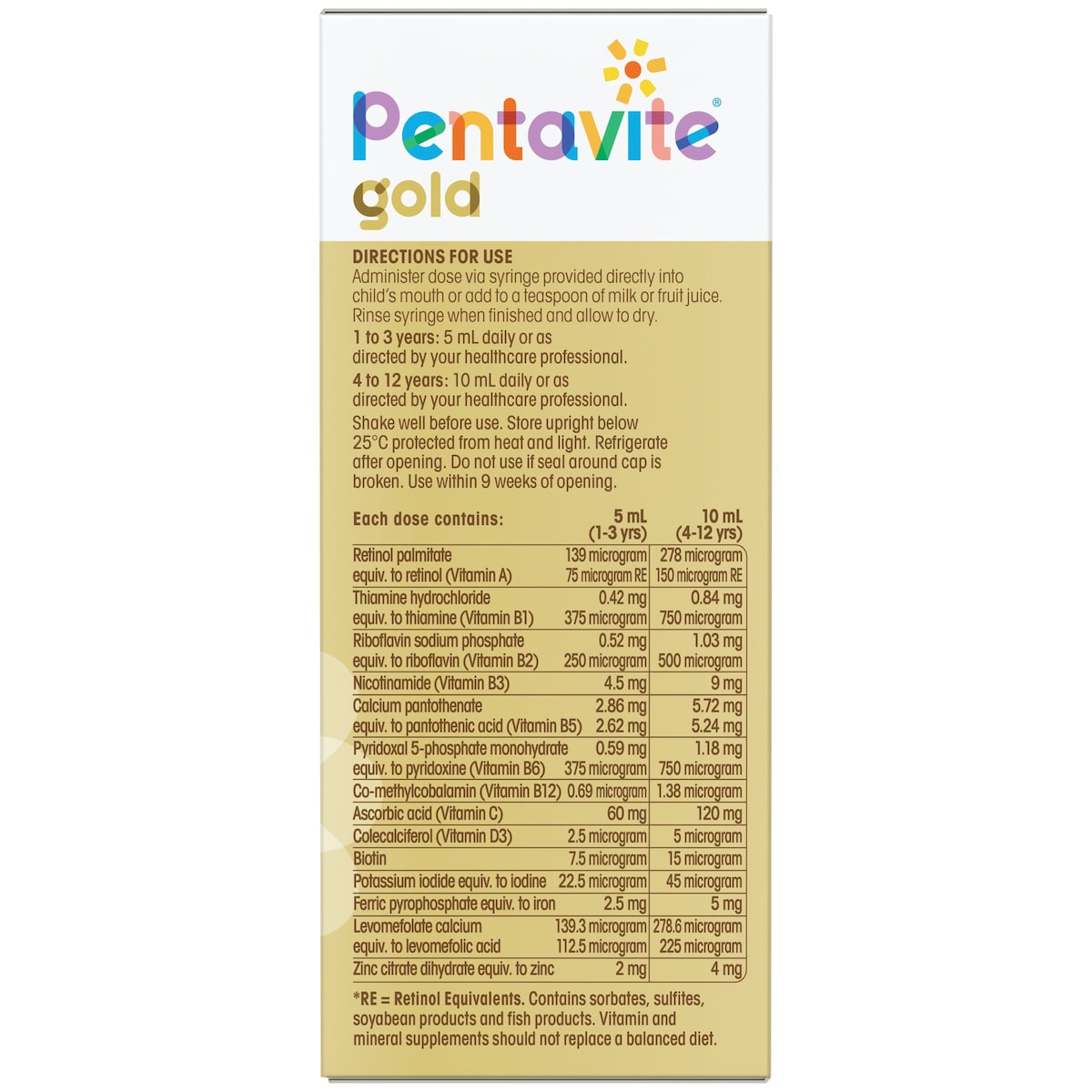 Pentavite Gold Multivitamin + Iron Liquid Kids Watermelon Flavour 200ml